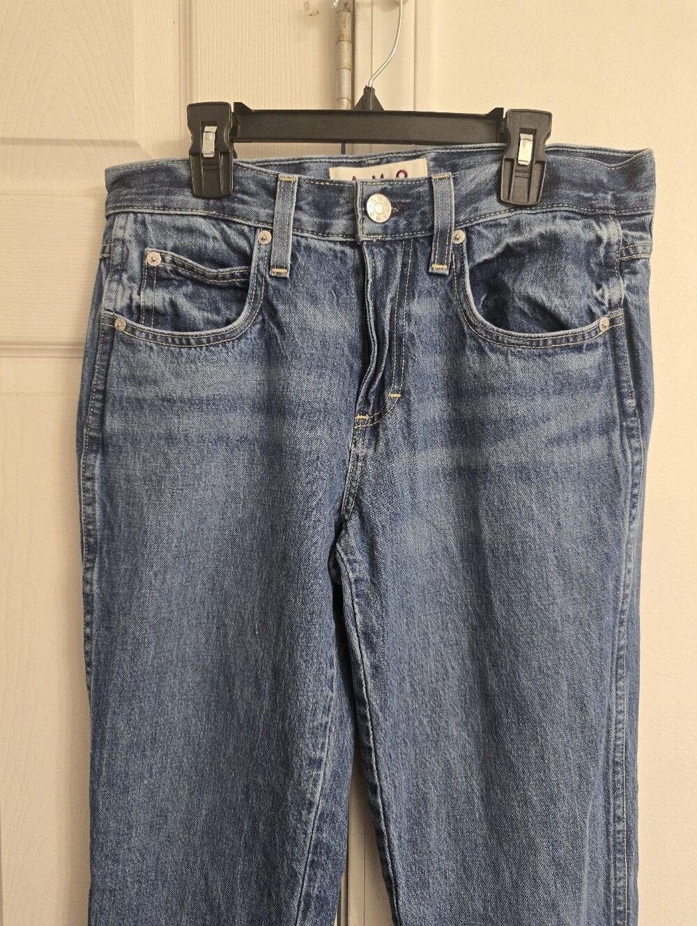 AMO $282 Harriett Mid Rise Apple Pie Straight Leg Y2K Denim Jeans 25 - Picture 3 of 9